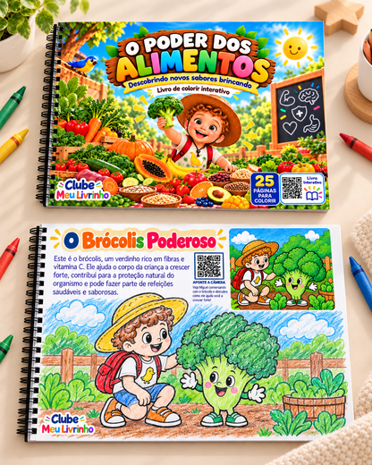 O Poder dos Alimentos - Livro de colorir interativos
