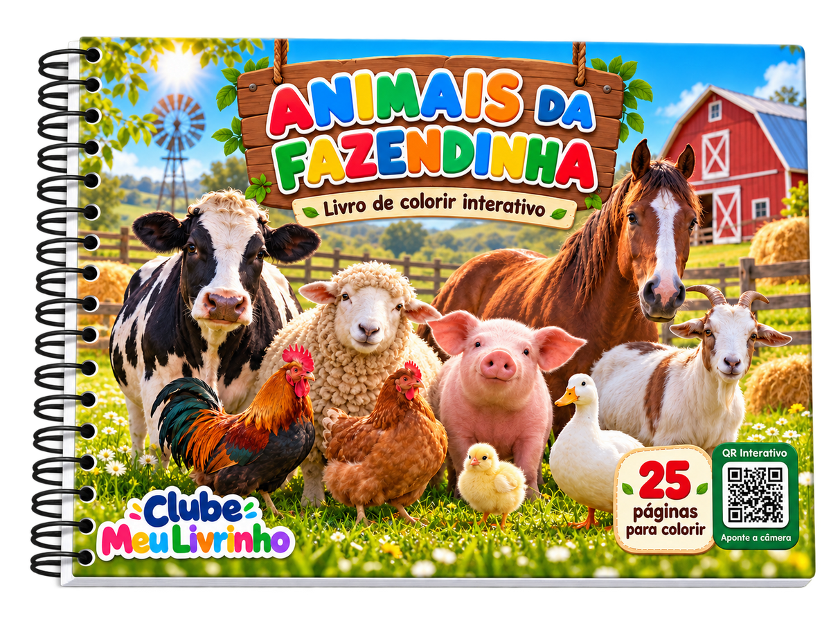 Animais da Fazendinha - LIvro de Colorir Interativo